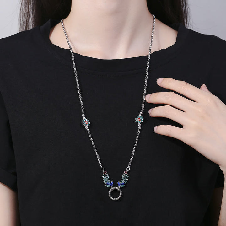 Collier avec pendentif en Buddha Stones, phénix, fleur de lotus, protection de la chance - image 4