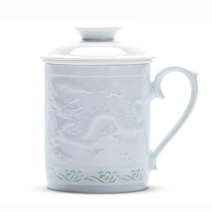 Buddha Stones Jingdezhen Linglong Porcelaine Auspicieux Dragon Phoenix Bateau Voile Douce Tasse à Thé en Céramique Tasses à Thé de Bureau 420 ml