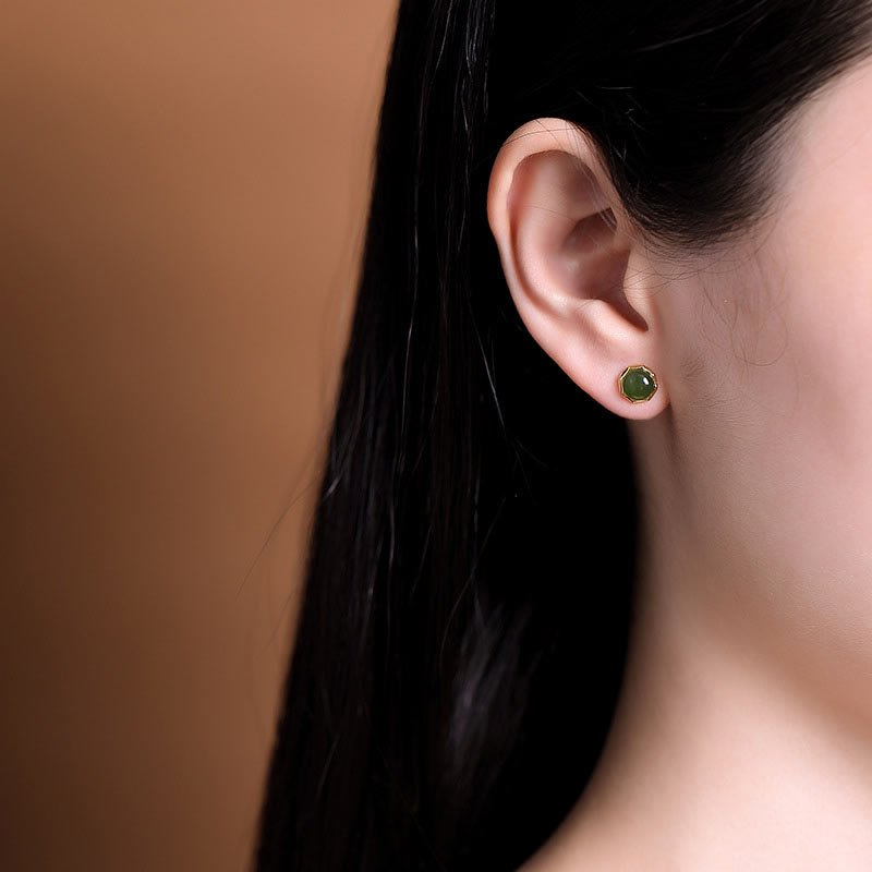 Buddha Stones à tige en argent sterling 925 plaqué or avec perles de jade cyan Hetian naturelles - image 5