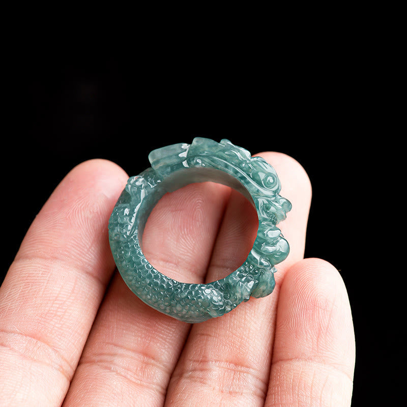 Bague de réussite en jade naturel avec dragon et Buddha Stones - image 2