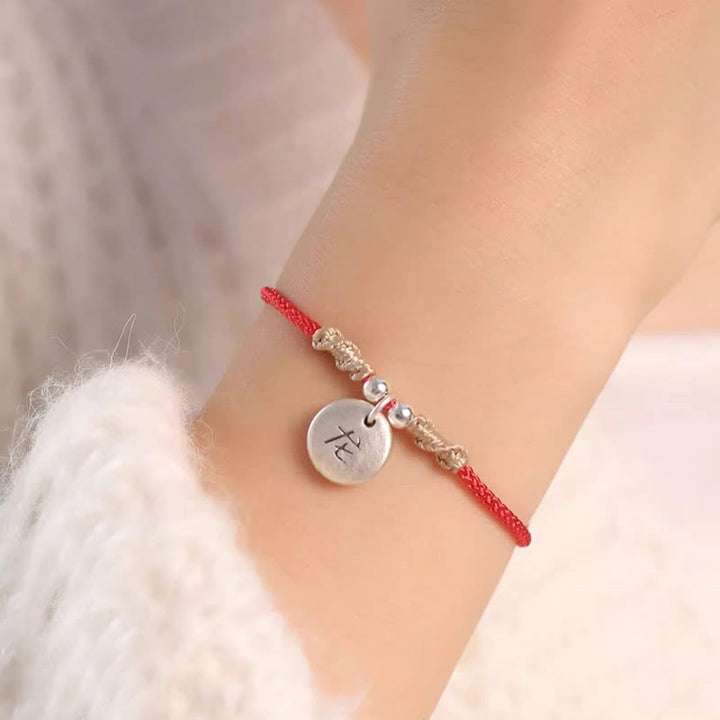 Bracelet tressé en argent sterling 999 fait main avec Buddha Stones Année du Dragon, joli signe du zodiaque chinois - image 9