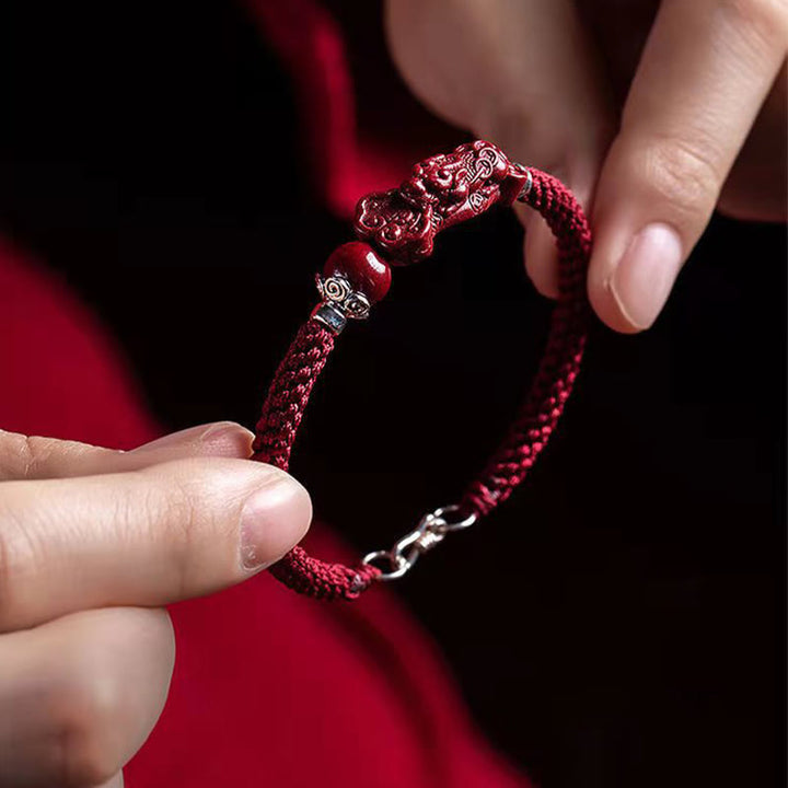 Bracelet tressé PiXiu Cinabre Fait Main par Buddha Stones