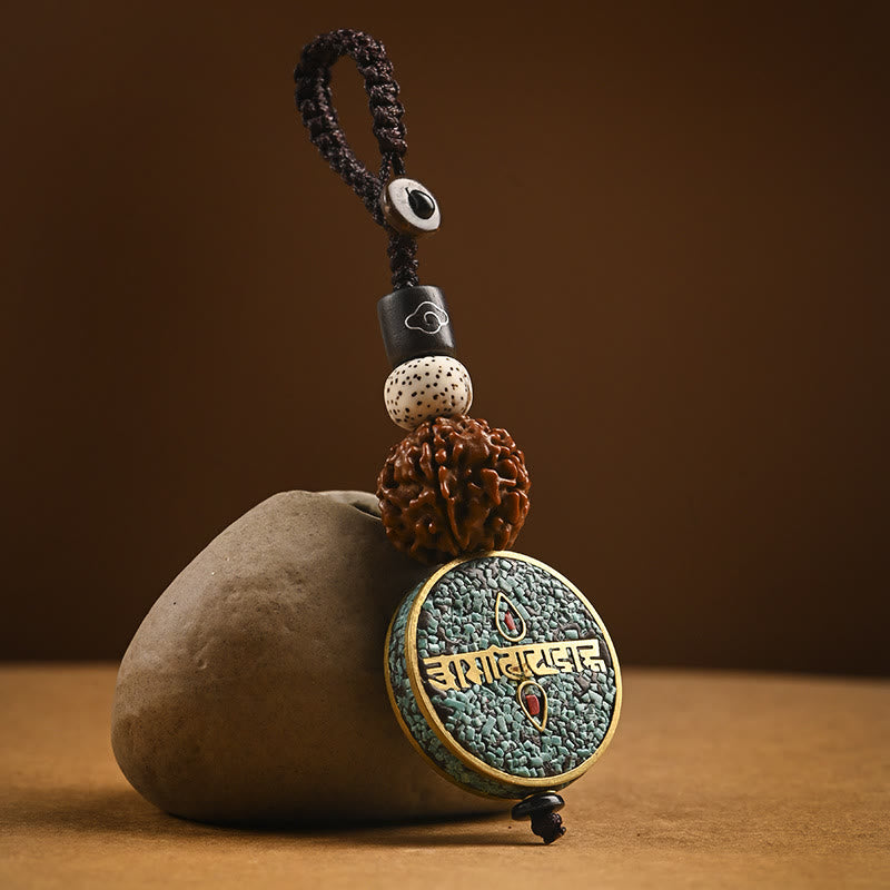 Buddha Stones tibétain Om Mani Padme Hum Bodhi graine paix porte-clés