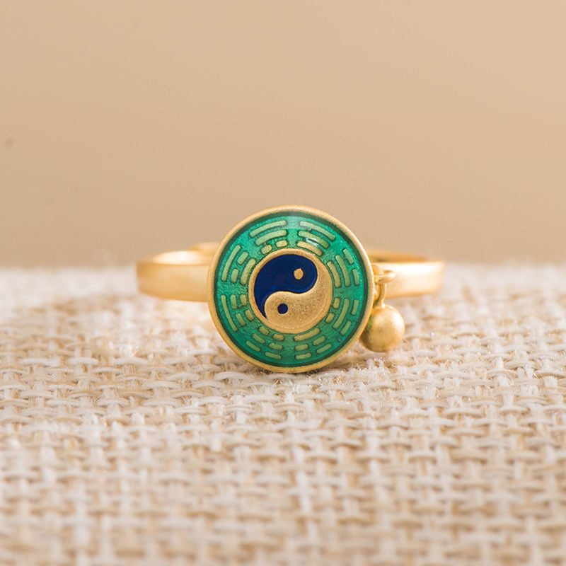 Bague rotative Yin Yang en cuivre pour la chance et la richesse