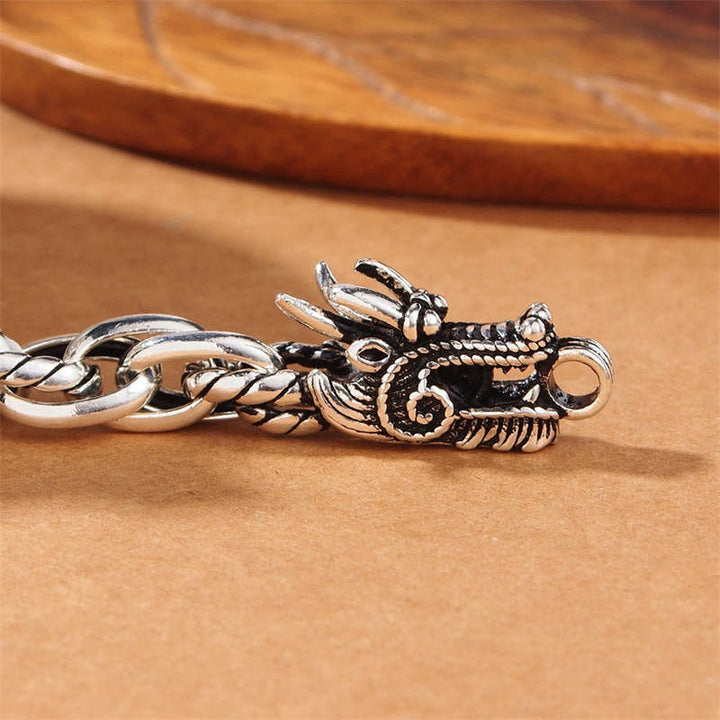 Bracelet de protection porte-bonheur en argent sterling 925 Buddha Stones et dragon