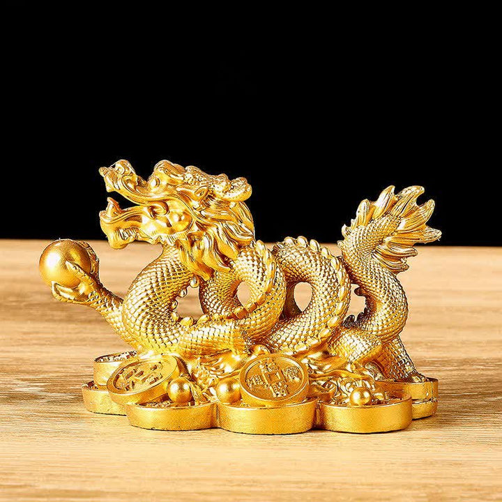 Buddha Stones Feng Shui Dragon Pièce de monnaie en cuivre Richesse Succès Chance Décoration