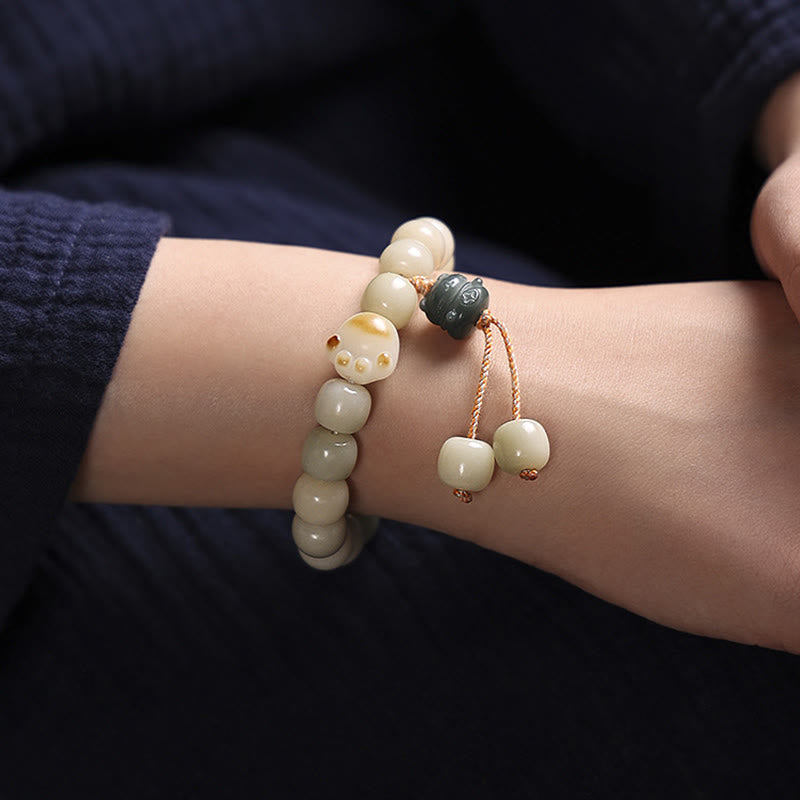Bracelet de paix en forme de patte de chat avec graines de Bodhi et chat porte-bonheur en Buddha Stones - image 6