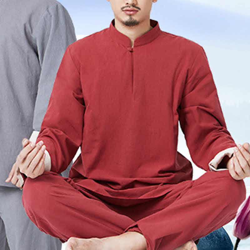 Ensemble de vêtements en coton et lin pour homme Buddha Stones, méditation spirituelle, zen, yoga, prière