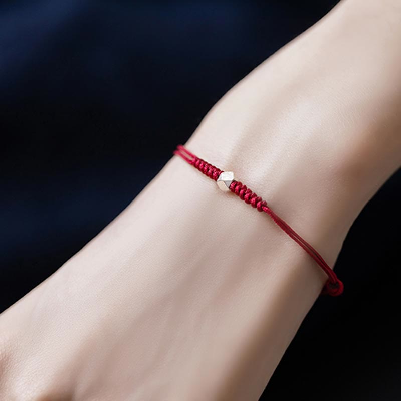 Bracelet tressé en argent sterling 925 avec perles porte-bonheur et protection en fil rouge avec Buddha Stones
