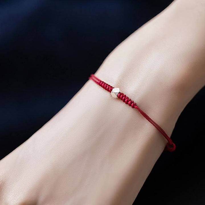 Bracelet tressé en argent sterling 925 avec perles porte-bonheur et protection en fil rouge avec Buddha Stones