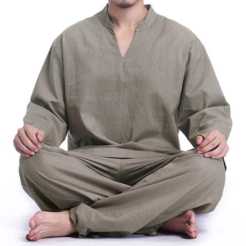 Ensemble de vêtements pour hommes Buddha Stones la méditation, la prière, la pratique spirituelle du zen et du yoga - Vert foncé - US/UK/AU44，EU54 (3XL) - image 0