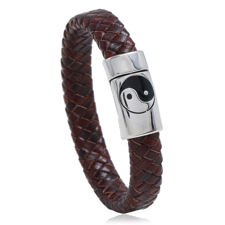Bracelet d'équilibre FengShui Yin Yang Buddha Stones - 19-20,5 cm - SaddleBrown - image 2