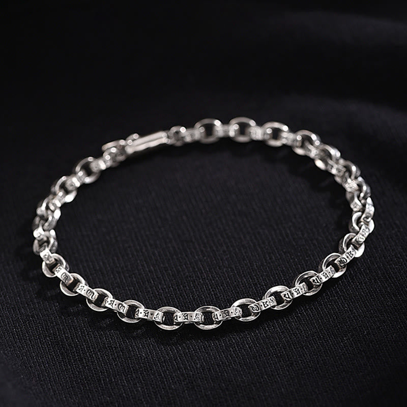 Bracelet en métal créatif sculpté Buddha Stones en argent sterling 925 Om Mani Padme Hum