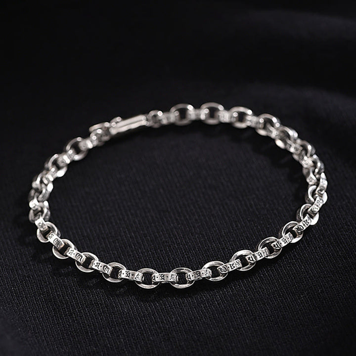 Bracelet en métal créatif sculpté Buddha Stones en argent sterling 925 Om Mani Padme Hum
