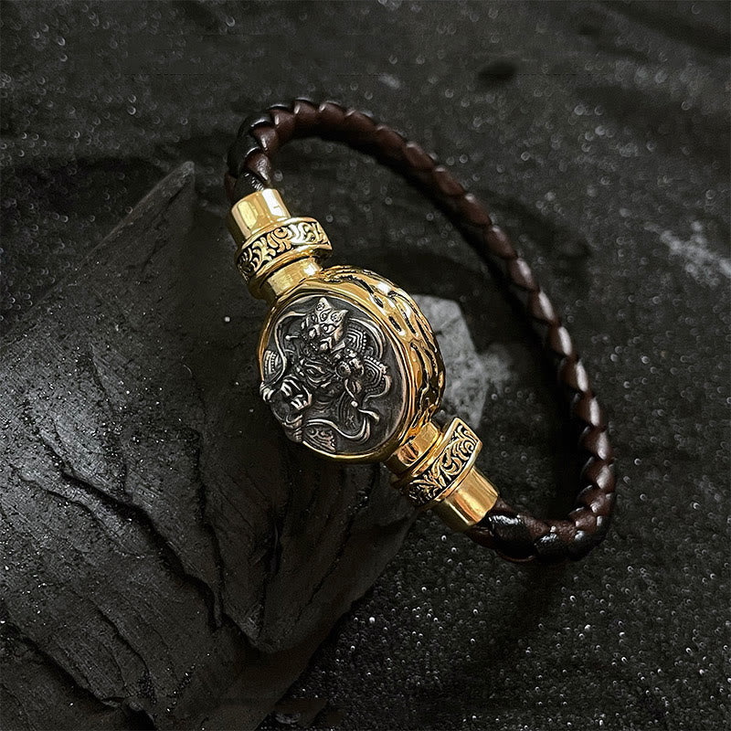 Bracelet tibétain en argent sterling 925 Buddha Stones et protection de la déesse de la richesse Zakiram