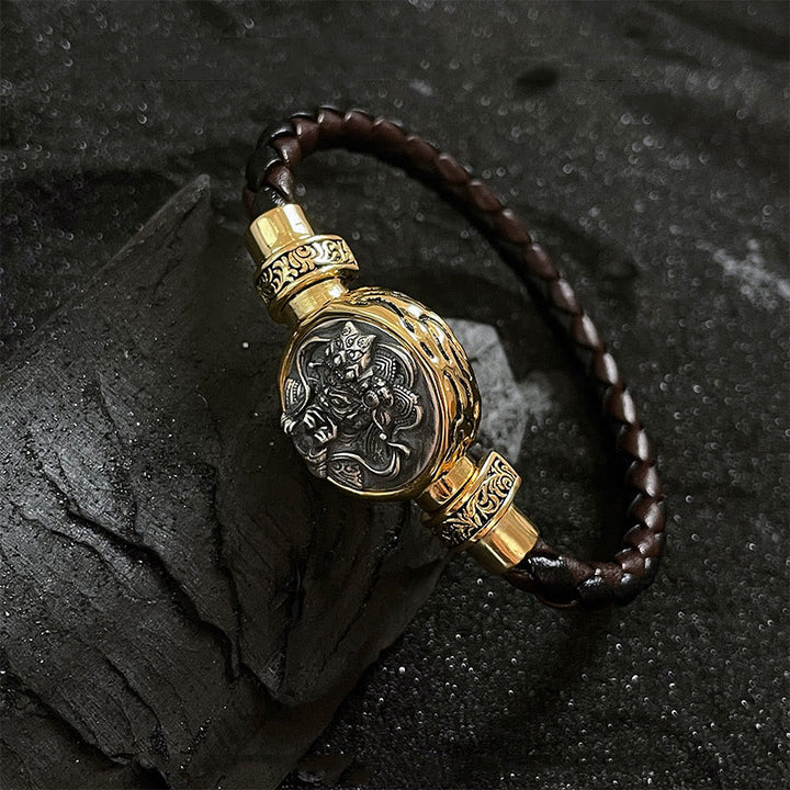 Bracelet tibétain en argent sterling 925 Buddha Stones et protection de la déesse de la richesse Zakiram