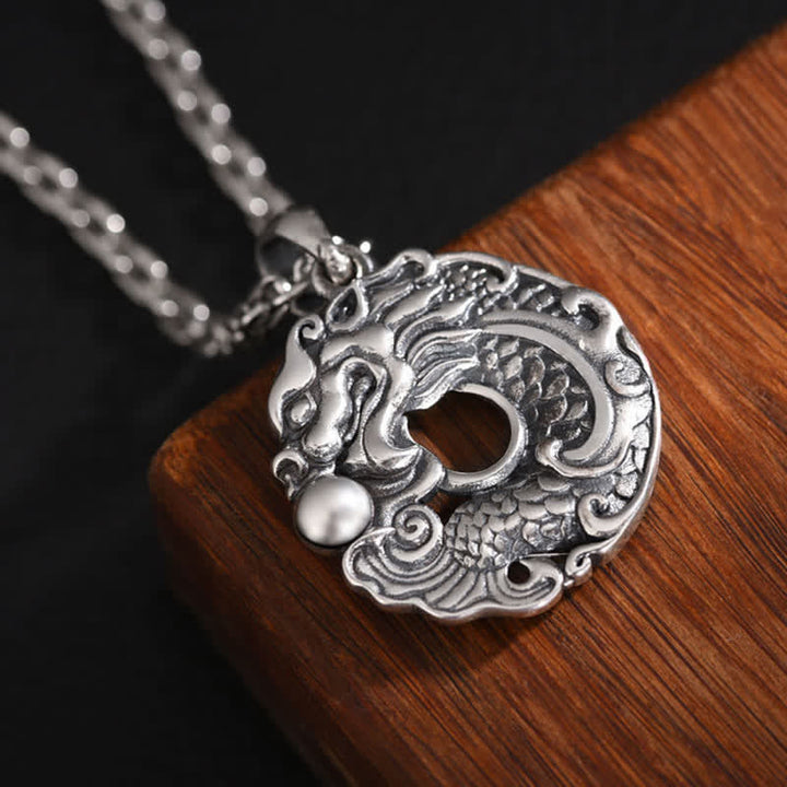 Collier pendentif en Buddha Stones avec boucle de paix et poisson Koi et dragon - image 6