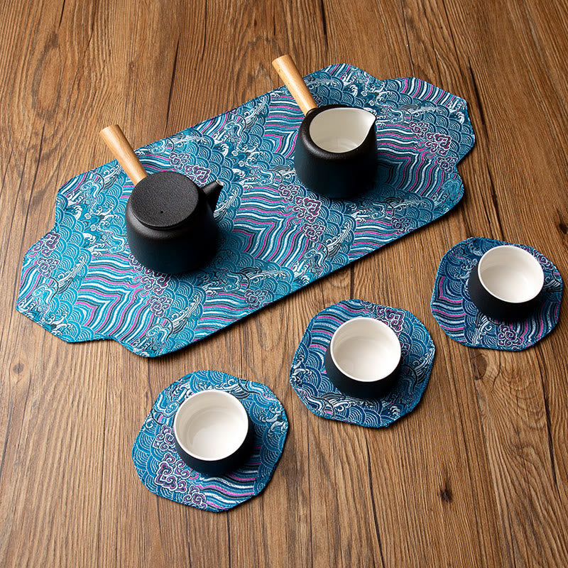 Buddha Stones , vagues de la mer, dessous de verre pour tasse à thé, tapis à thé Kung Fu