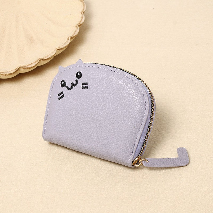 Buddha Stones sac à main compact en cuir PU avec broderie oreilles de chat - Lavande - Environ 10 cm × 2,5 cm × 9 cm / 3,94 po × 0,98 po × 3,54 po - image 17