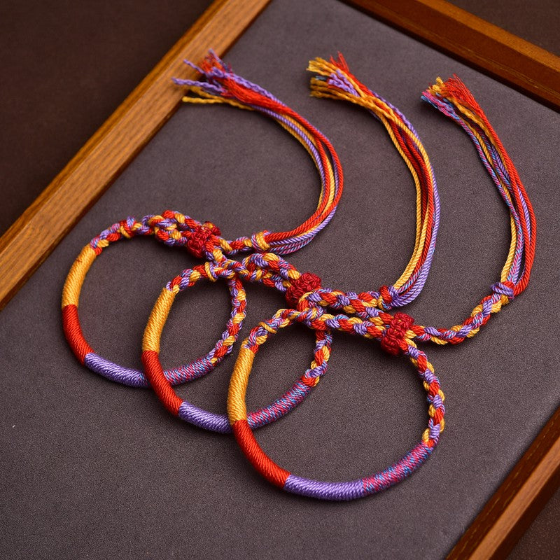 Buddha Stones Bracelet tibétain multicolore en corde d'inspiration folklorique, inspiré du folklore. - image 0