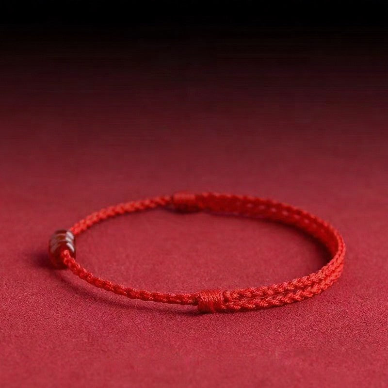 Buddha Stones Bracelet de cheville minimaliste en agate rouge avec perles en forme d'abaque - image 1