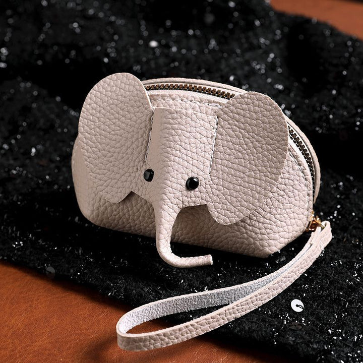 Buddha Stones Portefeuille dragonne en cuir PU avec éléphant porte-bonheur - Lin (Environ 10 cm × 3 cm × 8 cm) - image 1