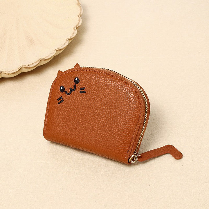 Buddha Stones sac à main compact en cuir PU avec broderie oreilles de chat - Terre de sienne - Environ 10 cm × 2,5 cm × 9 cm / 3,94 po × 0,98 po × 3,54 po - image 13