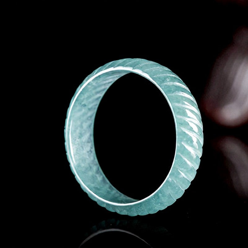 Buddha Stones Bague de pouvoir en écailles de dragon de jade translucide - image 1