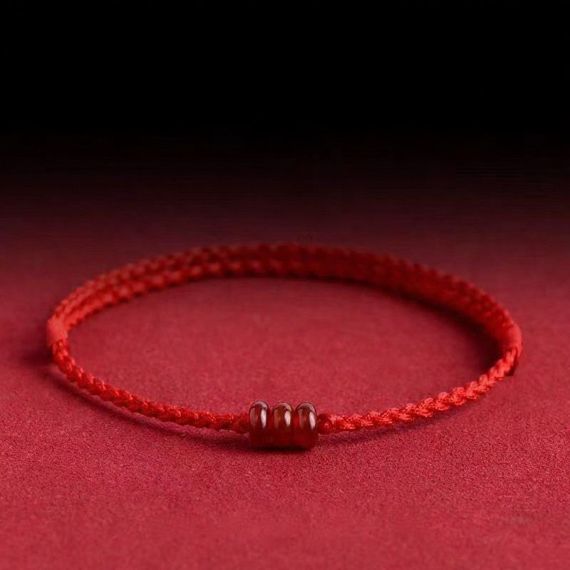 Buddha Stones Bracelet de cheville minimaliste en agate rouge avec perles en forme d'abaque - Bracelet rouge (Tour de poignet : 14 à 18 cm) - image 0