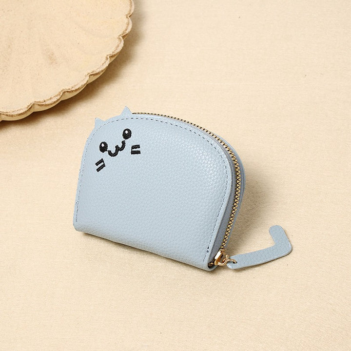 Buddha Stones sac à main compact en cuir PU avec broderie oreilles de chat - Bleu poudré - Environ 10 cm × 2,5 cm × 9 cm / 3,94 po × 0,98 po × 3,54 po - image 18