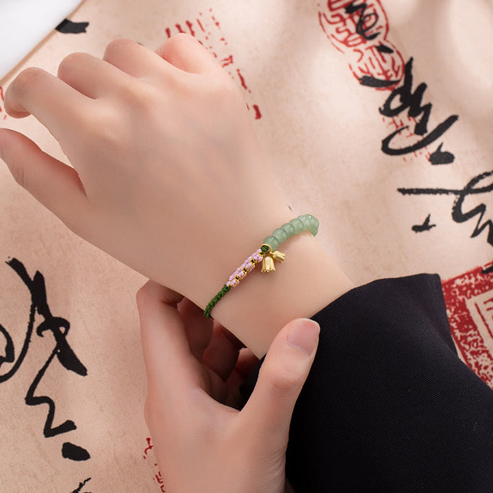 Bracelet tressé porte-bonheur en perles de jade faites à la main avec breloque Buddha Stones
