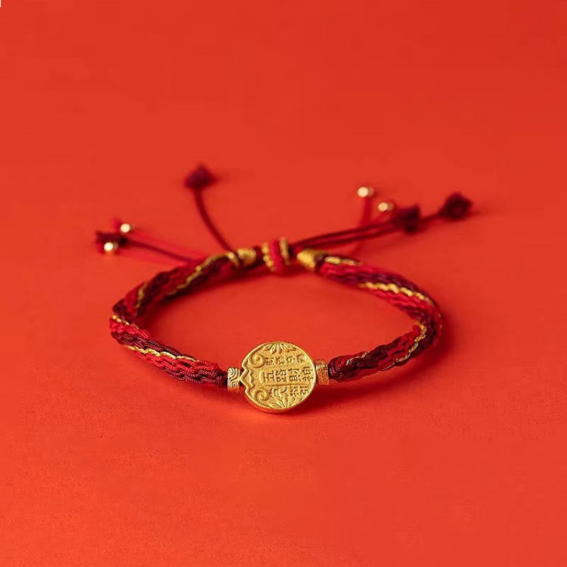 Bracelet tressé fait main en corde de protection avec nœud de réincarnation et Buddha Stones, cinq directions, dieux de la richesse