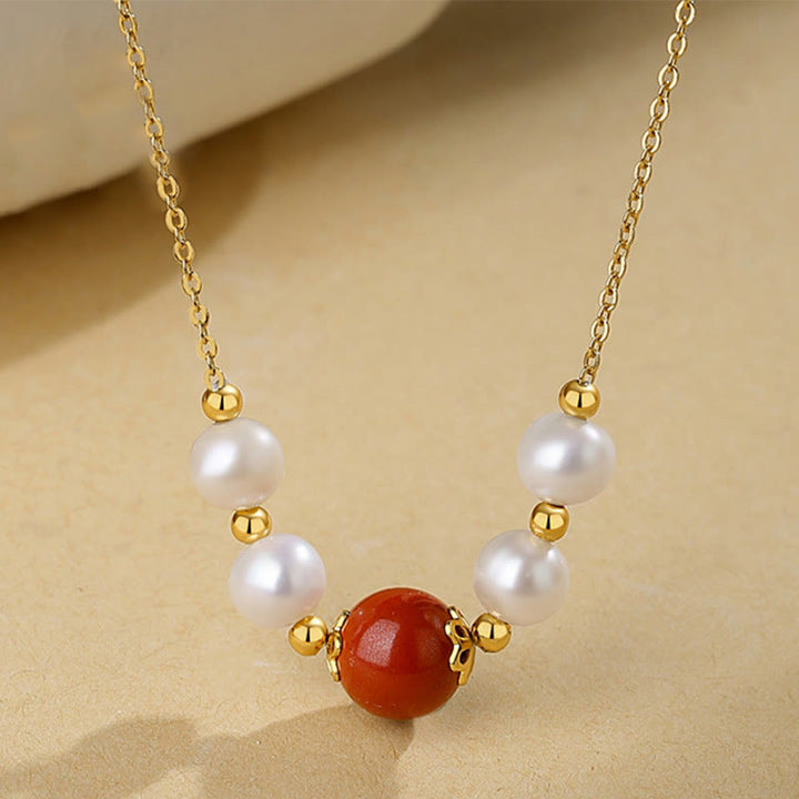 Collier avec pendentif en argent sterling 925 et Buddha Stones - Pearl&Cinabre - image 0