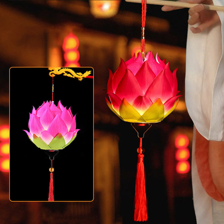 Lampe à pompon en forme de lanterne en forme de Buddha Stones et de fleur de lotus à faire soi-même - Lanterne Lotus Rose Rouge (à monter soi-même) - image 28