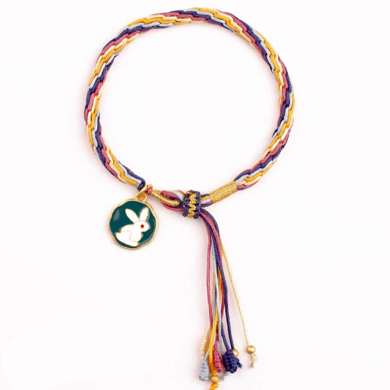 Bracelet tressé de protection avec cordon porte-bonheur et nœud de réincarnation