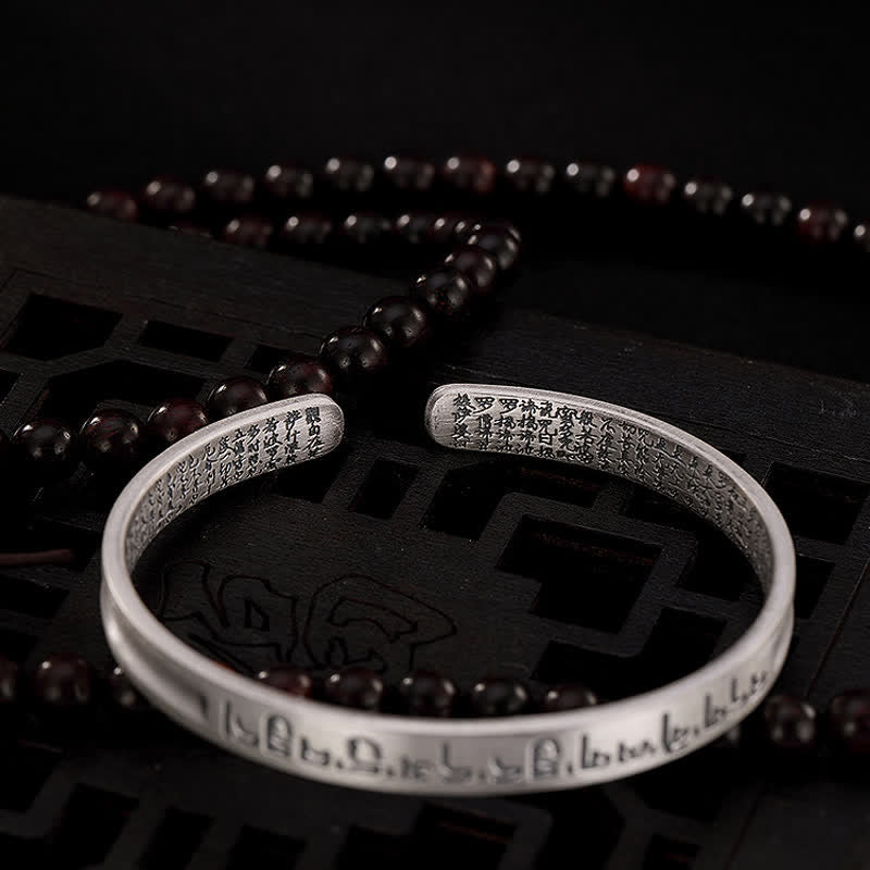 Bracelet de protection en argent sterling 999 avec six mots vrais et sutra du cœur de Buddha Stones