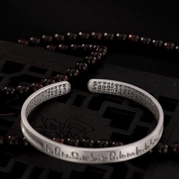 Bracelet de protection en argent sterling 999 avec six mots vrais et sutra du cœur de Buddha Stones