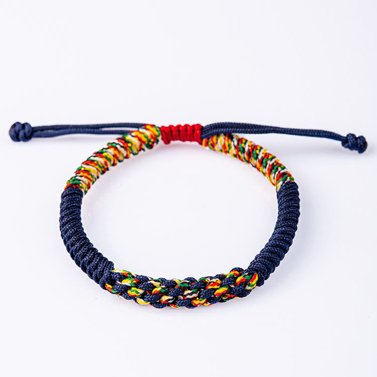 Bracelet tressé porte-bonheur en Buddha Stones tibétaines fait à la main avec nœud King Kong coloré