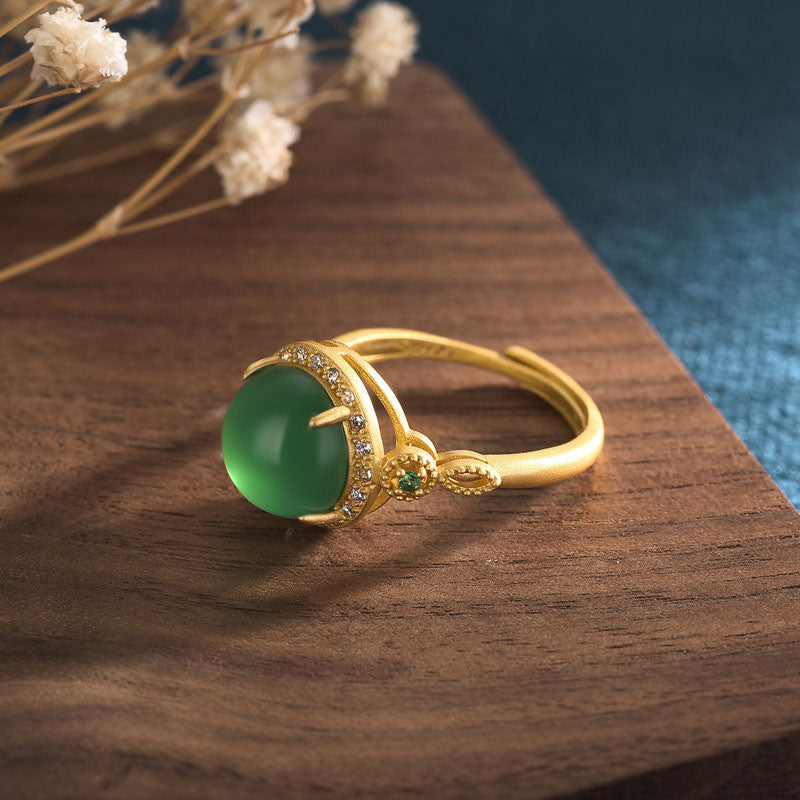 Bague porte-bonheur en jade vert Buddha Stones