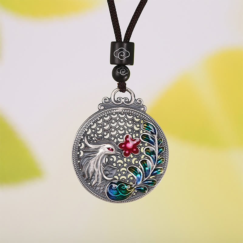 Collier avec pendentif de protection porte-bonheur Phoenix en argent sterling 990 Buddha Stones