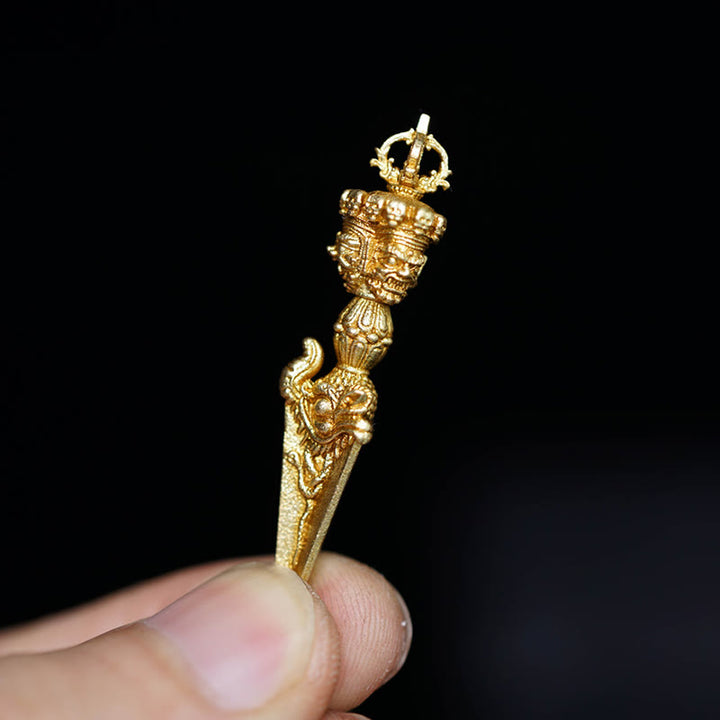 Pendentif de puissance spirituelle gravé en Buddha Stones du Tibet Dorje Vajra Décoration à suspendre