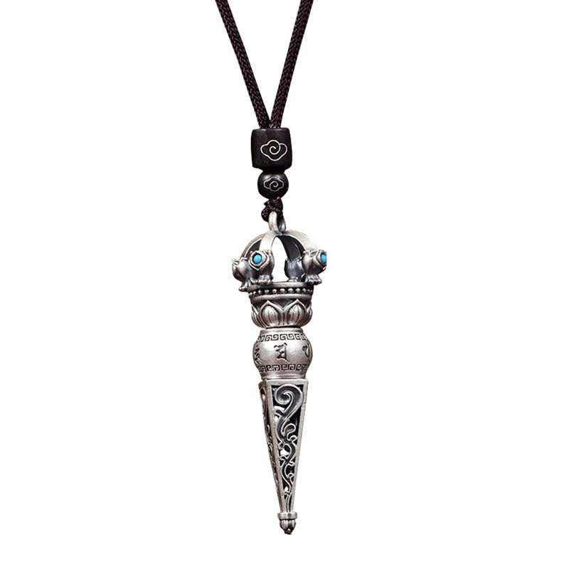 Collier pendentif rotatif en Buddha Stones tibétain Om Mani Padme Hum Dorje Vajra Design Sagesse - image 9