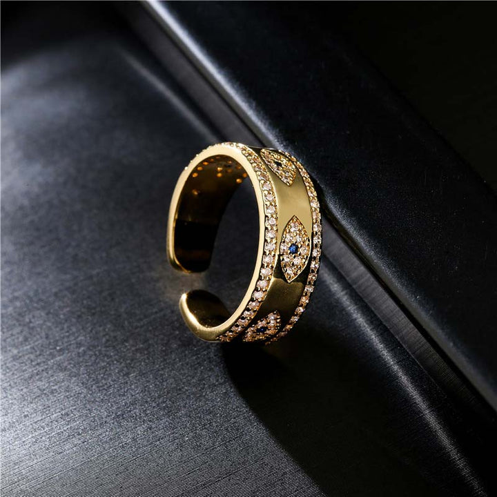 Bague en alliage de cuivre Buddha Stones et mauvais œil
