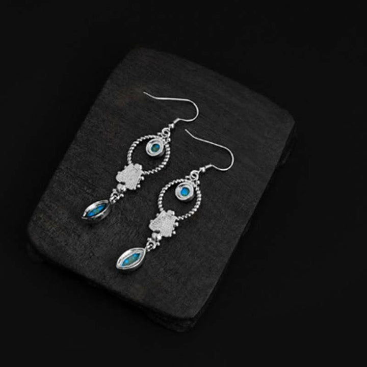 Boucles d'oreilles Buddha Stones en argent sterling 925 avec crochet, plaqué cuivre vintage et turquoise, motif goutte d'eau. - image 8