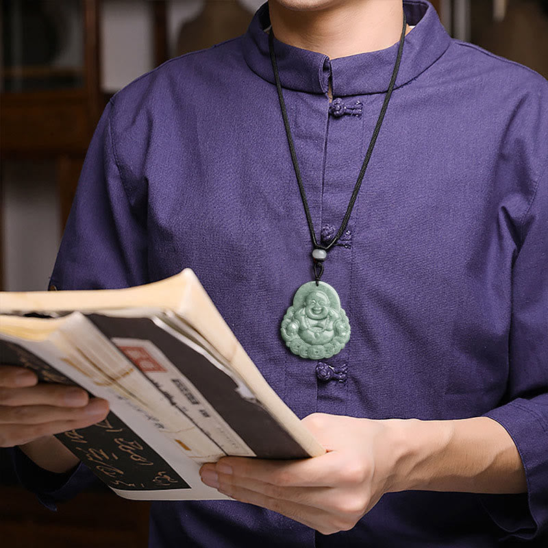 Collier pendentif en jade naturel et cuivre Bouddha rieur Buddha Stones de Bouddha - image 5