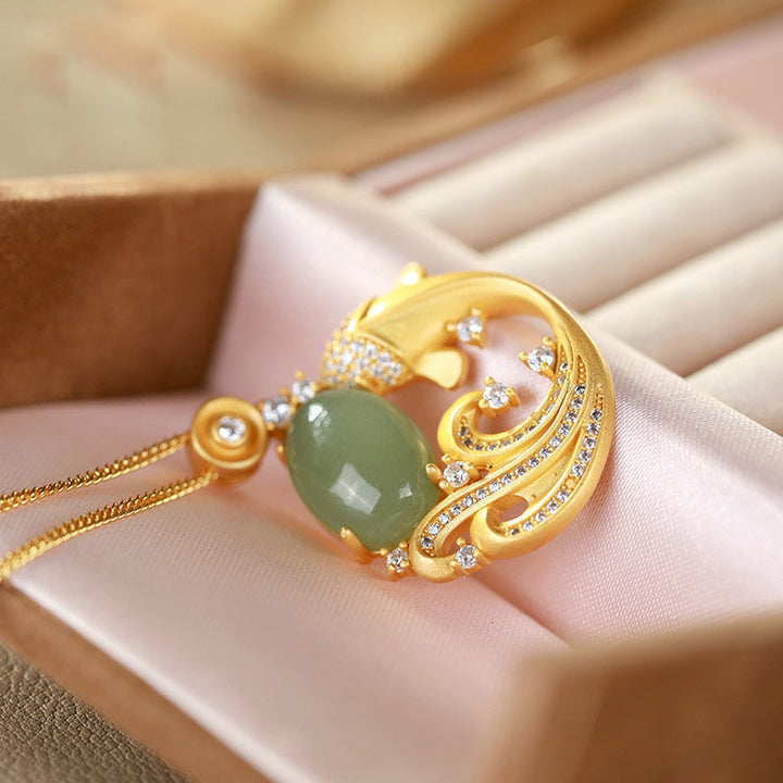 Collier pendentif apaisant et guérisseur en jade cyan avec Buddha Stones - image 9
