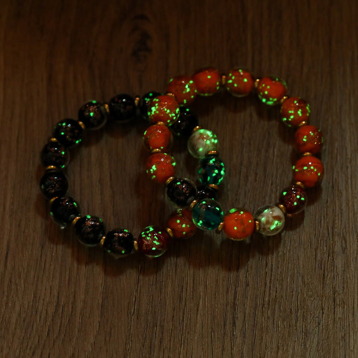 Bracelet porte-bonheur en perles de verre Liuli lumineuses Buddha Stones