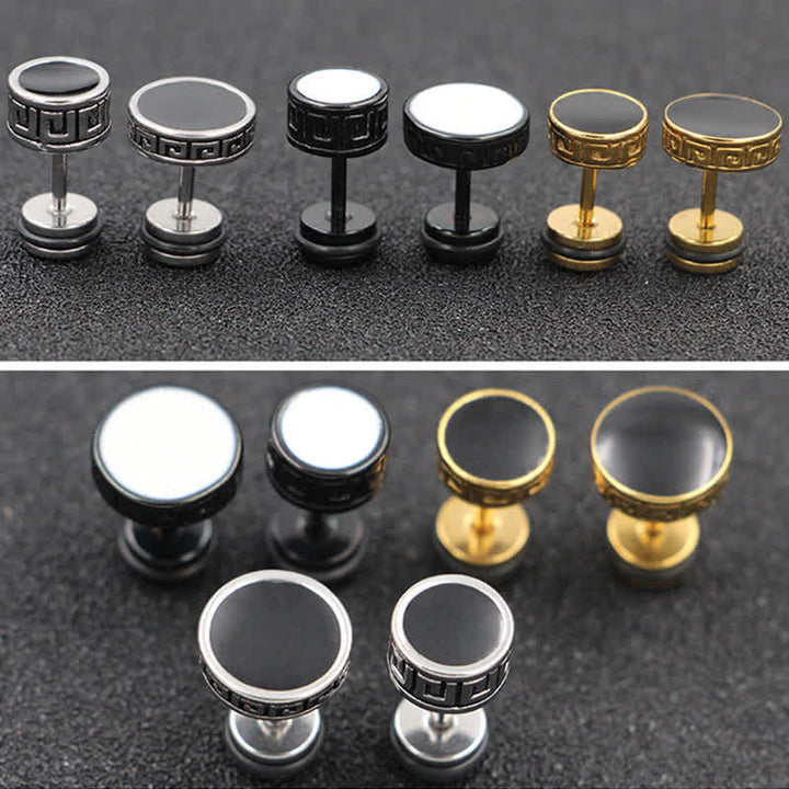 Boucles d'oreilles à tige rondes en acier titane pour hommes cool Buddha Stones - image 12