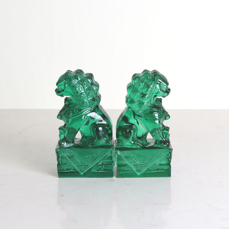 Lot de 2 statues de lion en résine pour décoration de maison ou de bureau - Une paire de lions verts - image 12