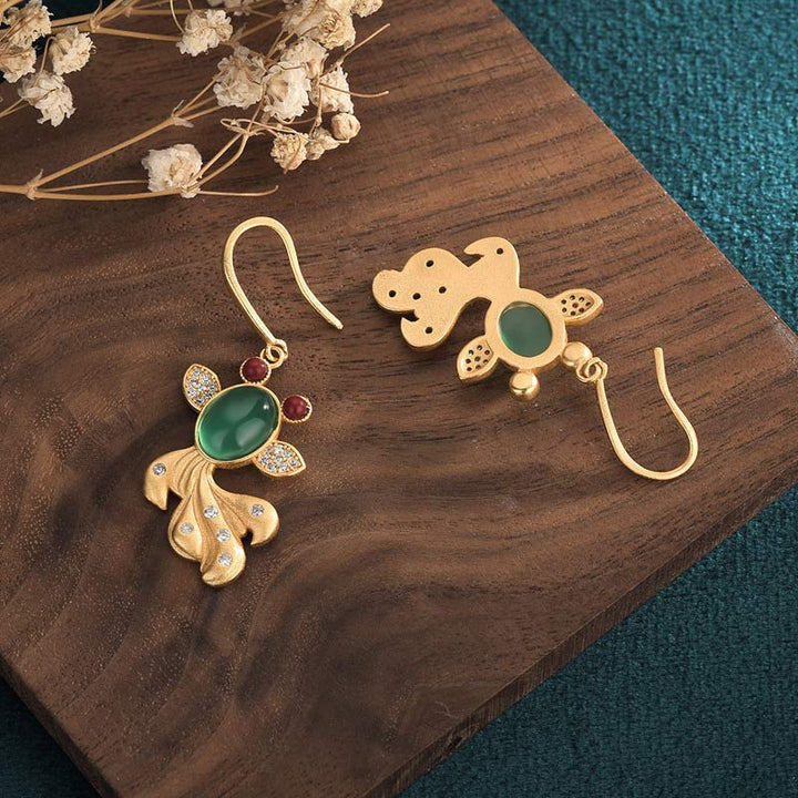 Boucles d'oreilles FengShui Jade Koi Fortune